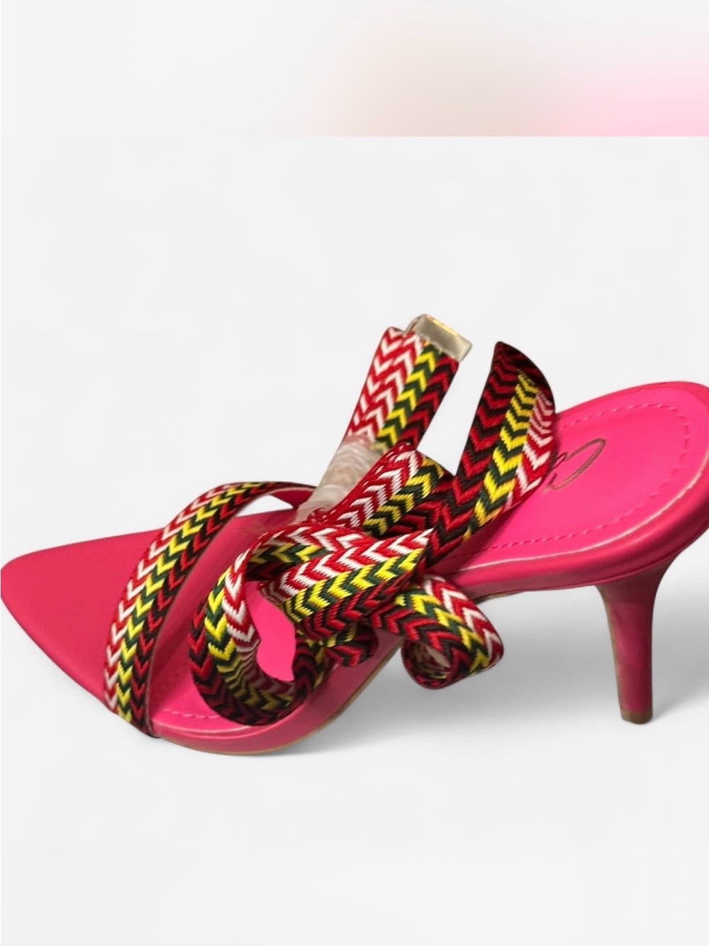 Women’s Hot Pink Braided Strap Heel Sandal